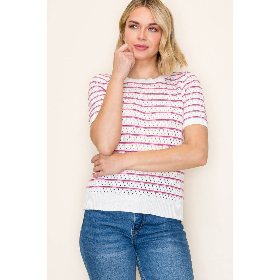 Emily Crochet Striped Sweater