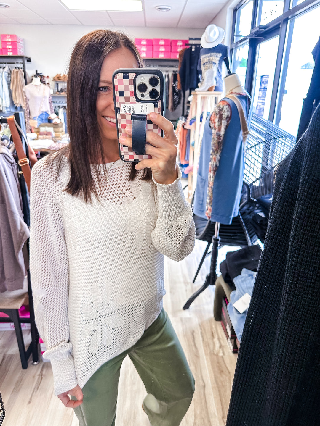 Flower Crochet Knit Sweater