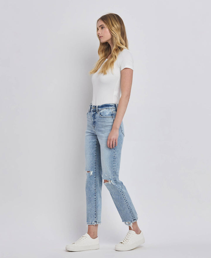 Kim Distressed Crop Leg Jeans