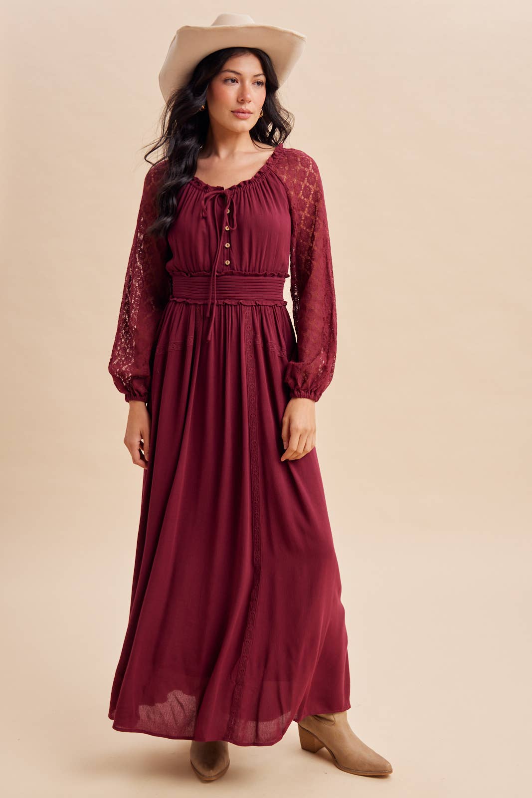 Lace Sleeve Maxi Dress