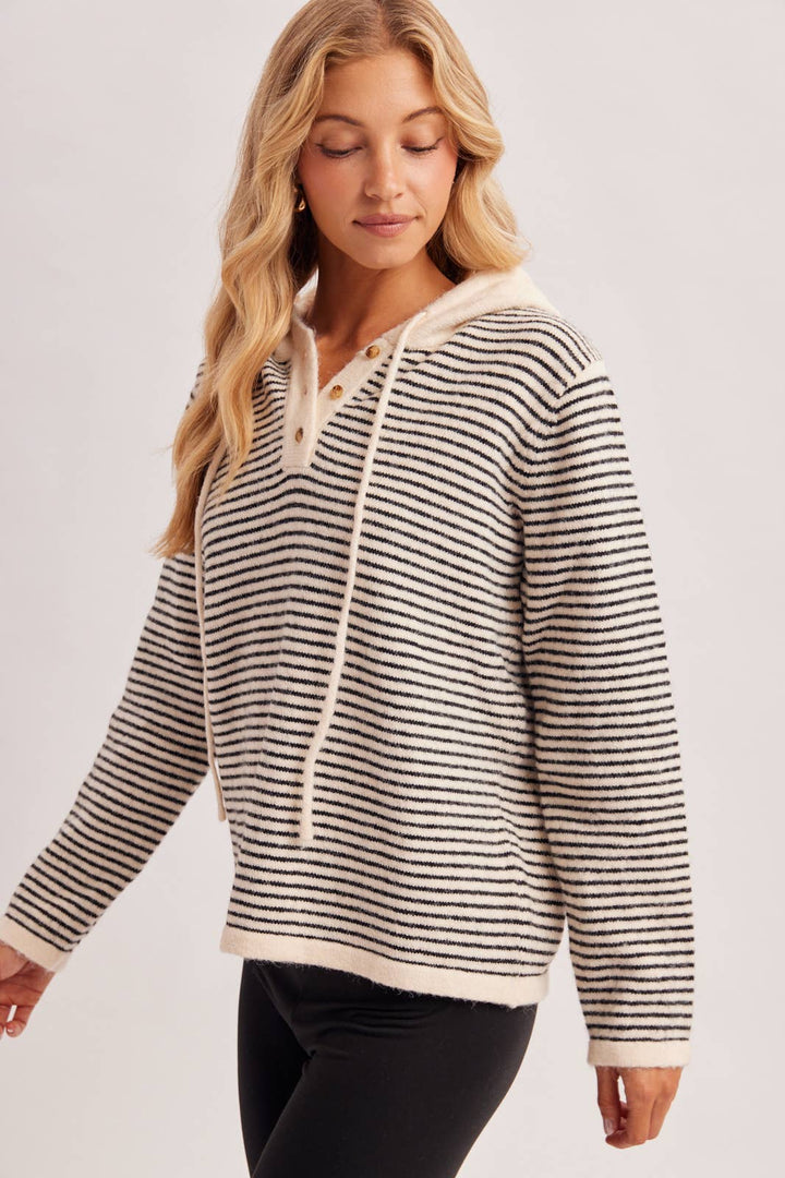HENLEY SWEATER WITH HOODIE