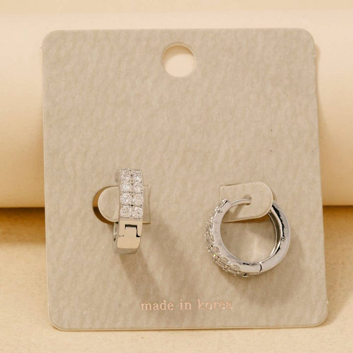 Rhinestone Studs Hinge Hoop Earrings