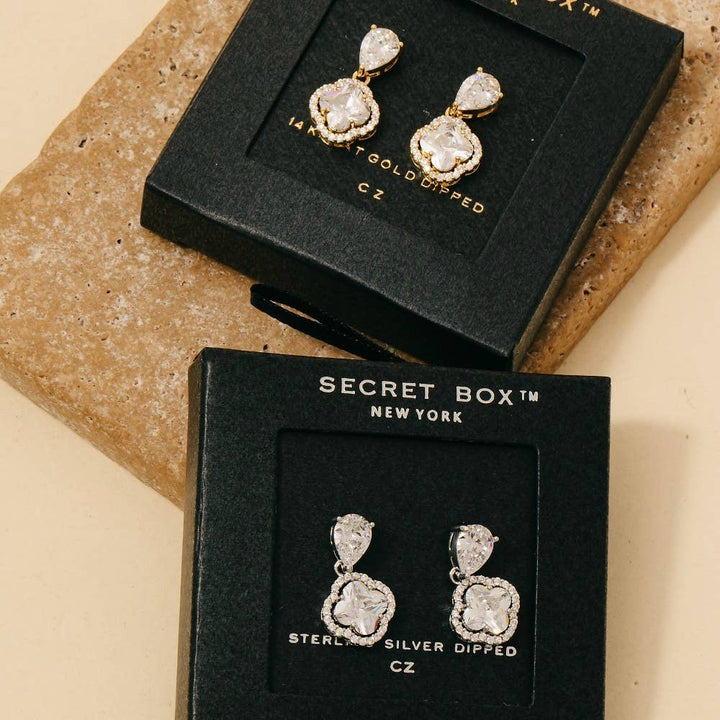 Halo Clover Teardrop Dangle