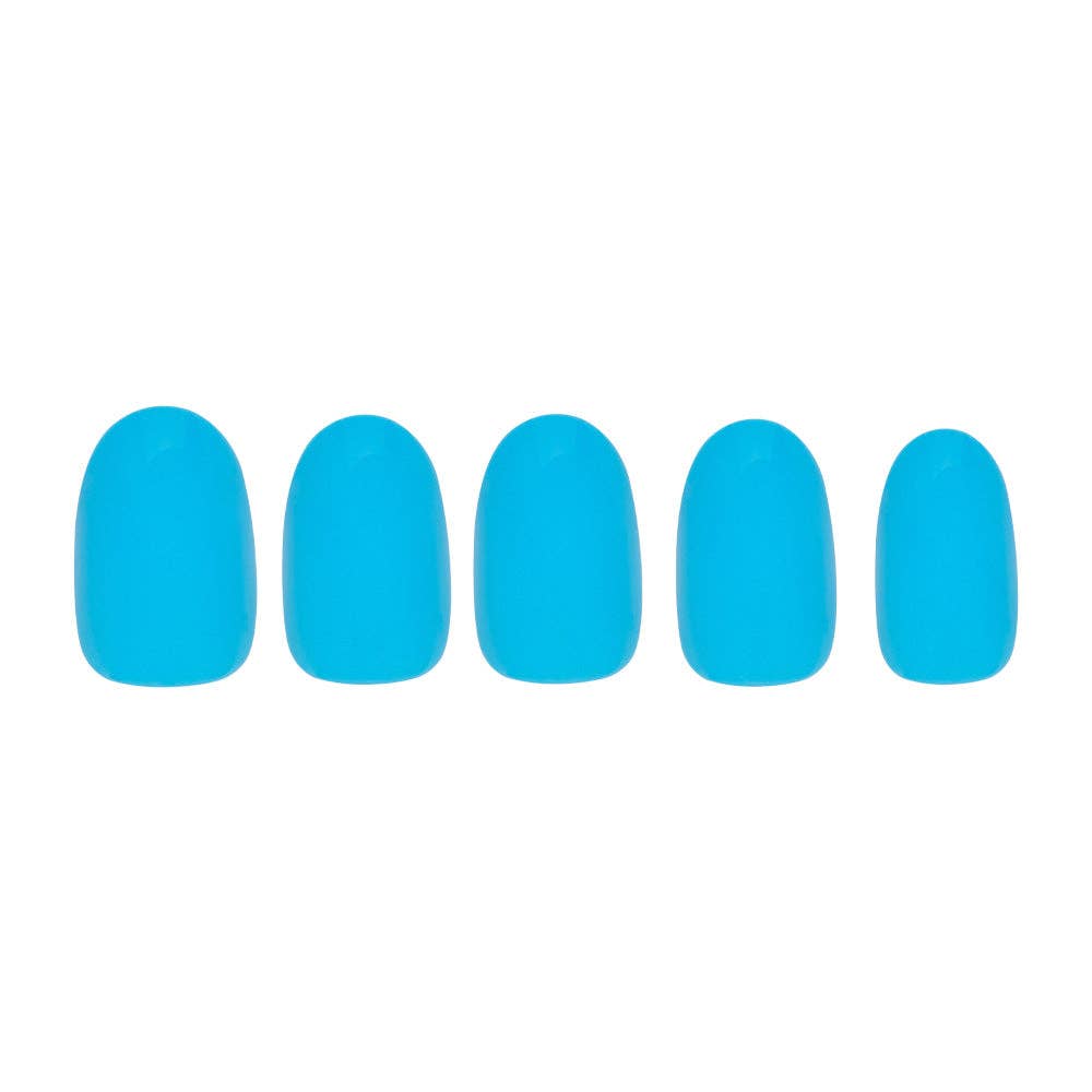 Azure Blue Press-On Nails | Short Round Length | Solid Nails