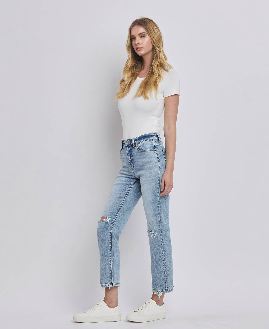 Kim Distressed Crop Leg Jeans