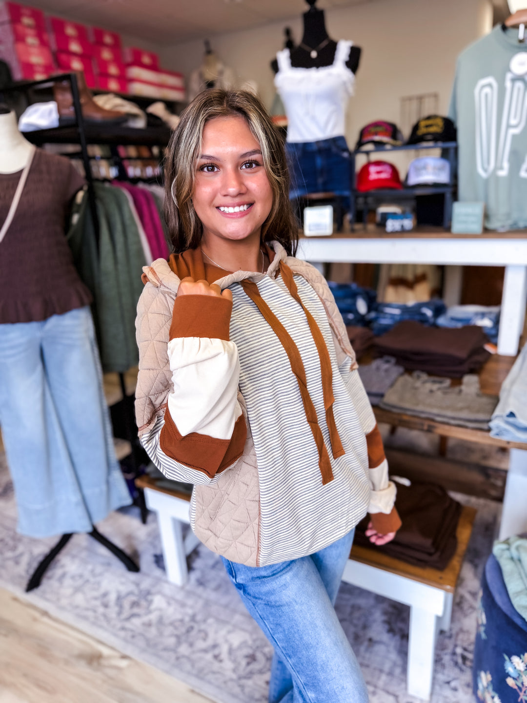 Color Block Stripe & Quilted Mix Top
