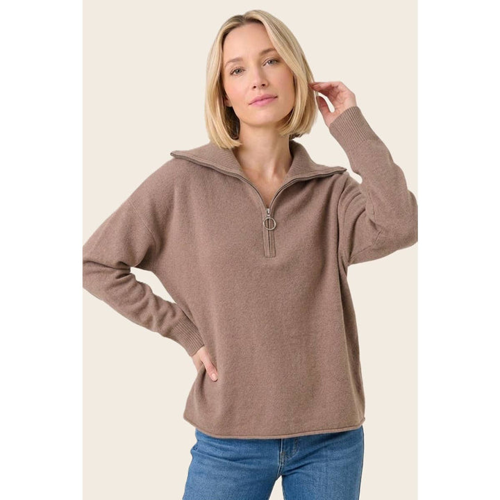 Mock Neck Half Zip Sweater