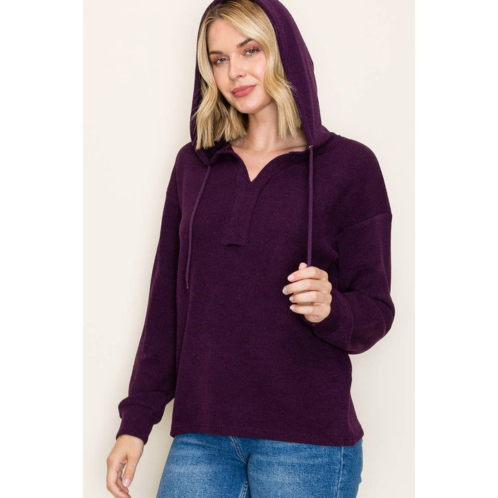 Black Solid Textured Hoodie