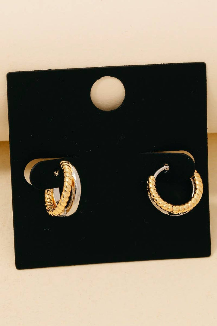 Gold Dipped Layered 2 Tone Hoop Earrings