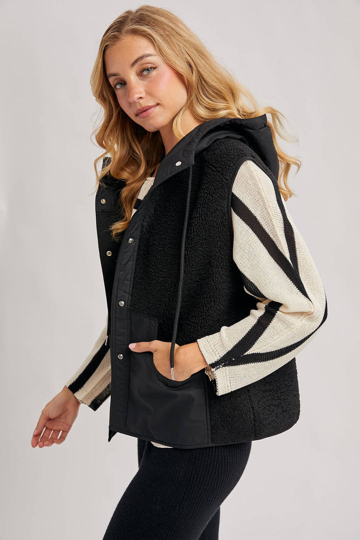 SHERPA FLEECE HOODED VEST