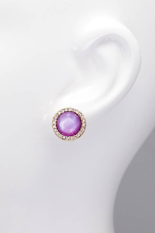 Round Rhinestone Stud Earrings