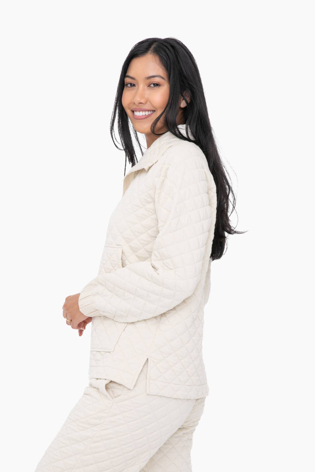 Cozy Quilted Jersey Pullover