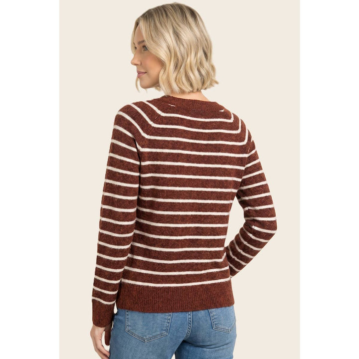 HALF BUTTON STRIPED SWEATER