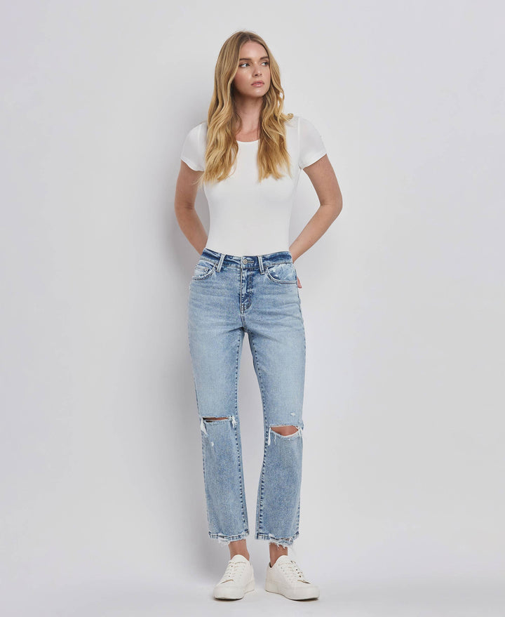 Kim Distressed Crop Leg Jeans
