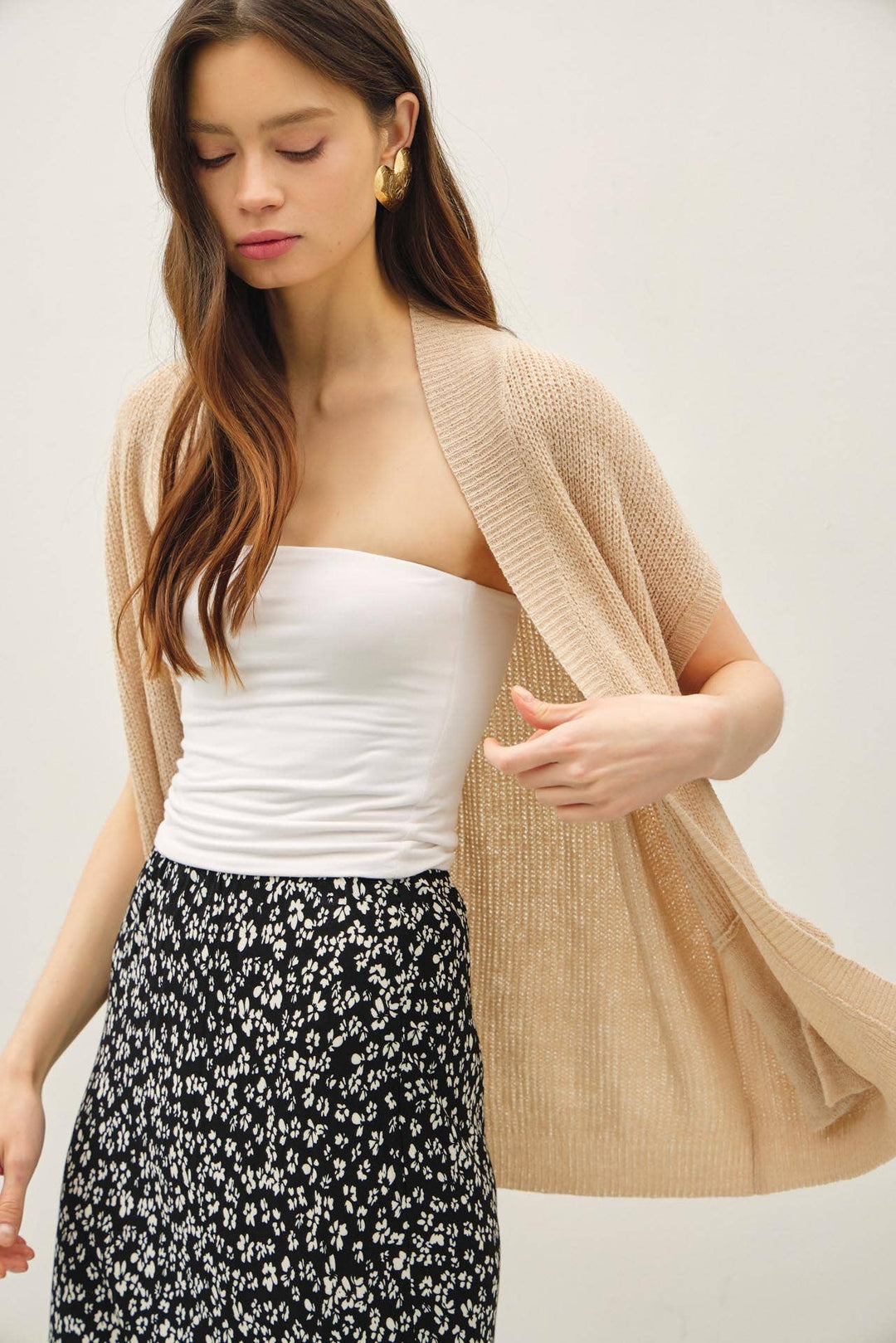 BREEZY SHORT SLEEVED OPEN CARDIGAN