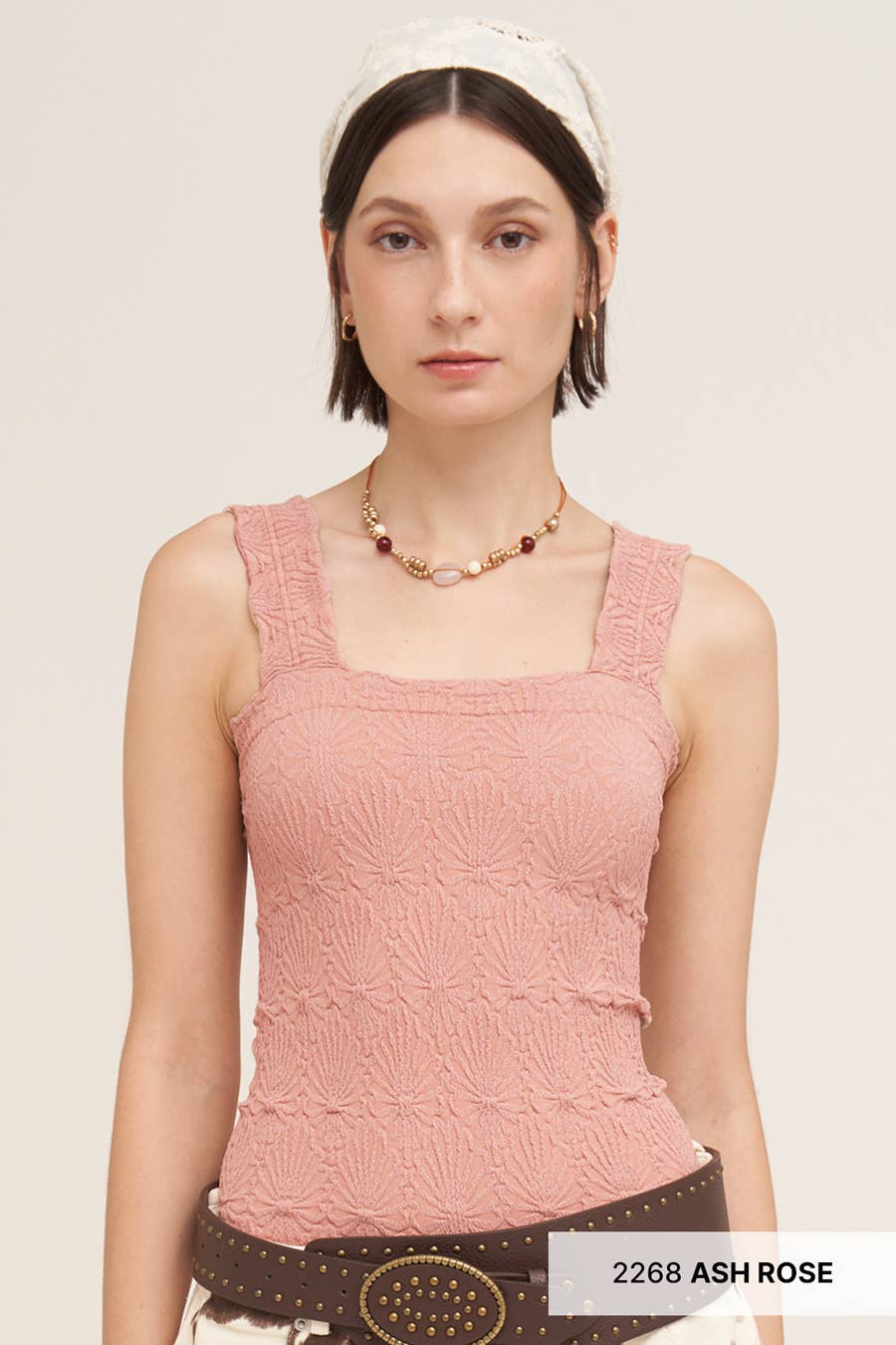 NS8416- Lace Textured Square Top