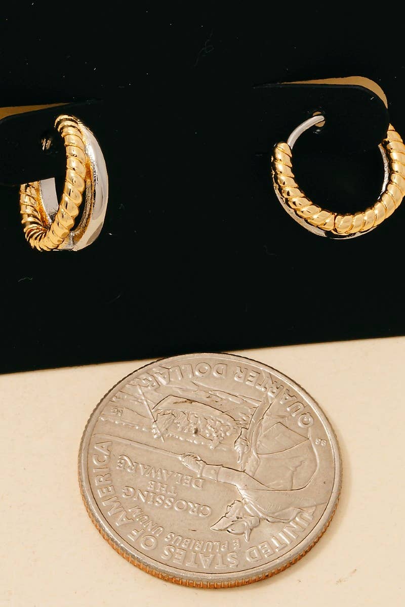 Gold Dipped Layered 2 Tone Hoop Earrings