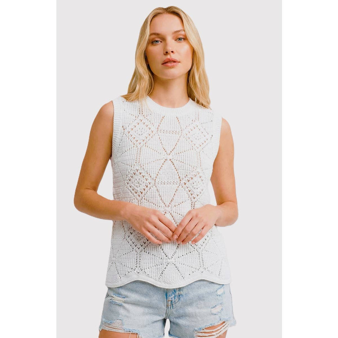 Wave Hem Crochet Sweater