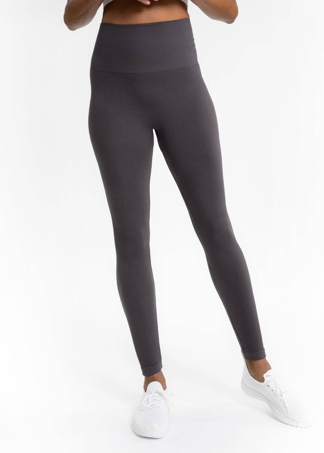 Ribbed High Waist Leggings: Steel Blue