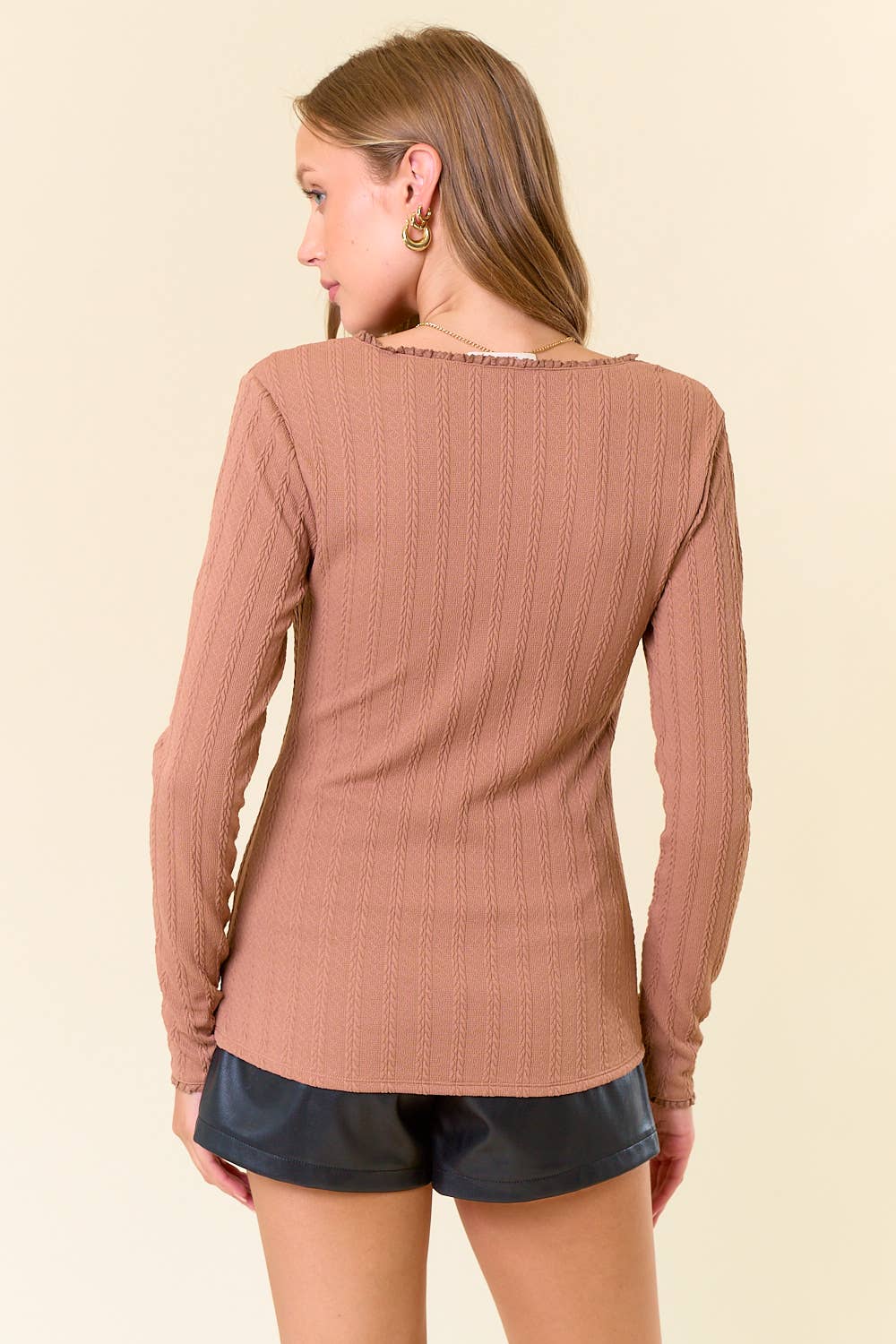 Celina Lace Trimmed Long Sleeve