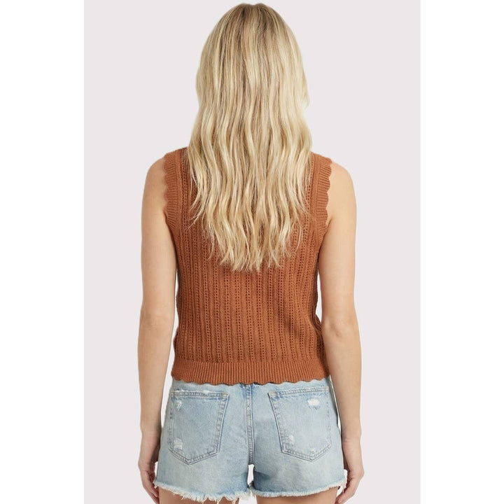 Scalloped Hem Button Down Sweater