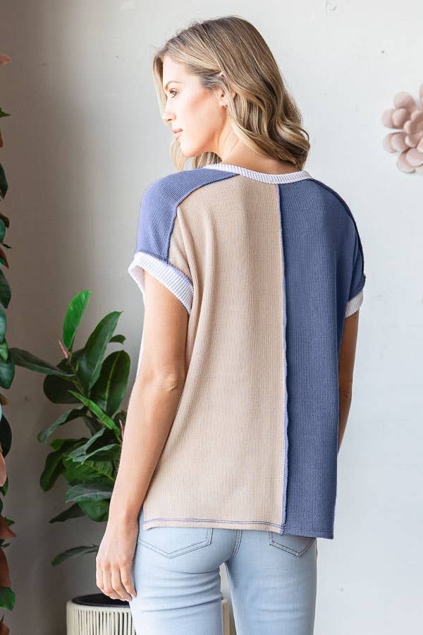 Ribbed Color Block Top