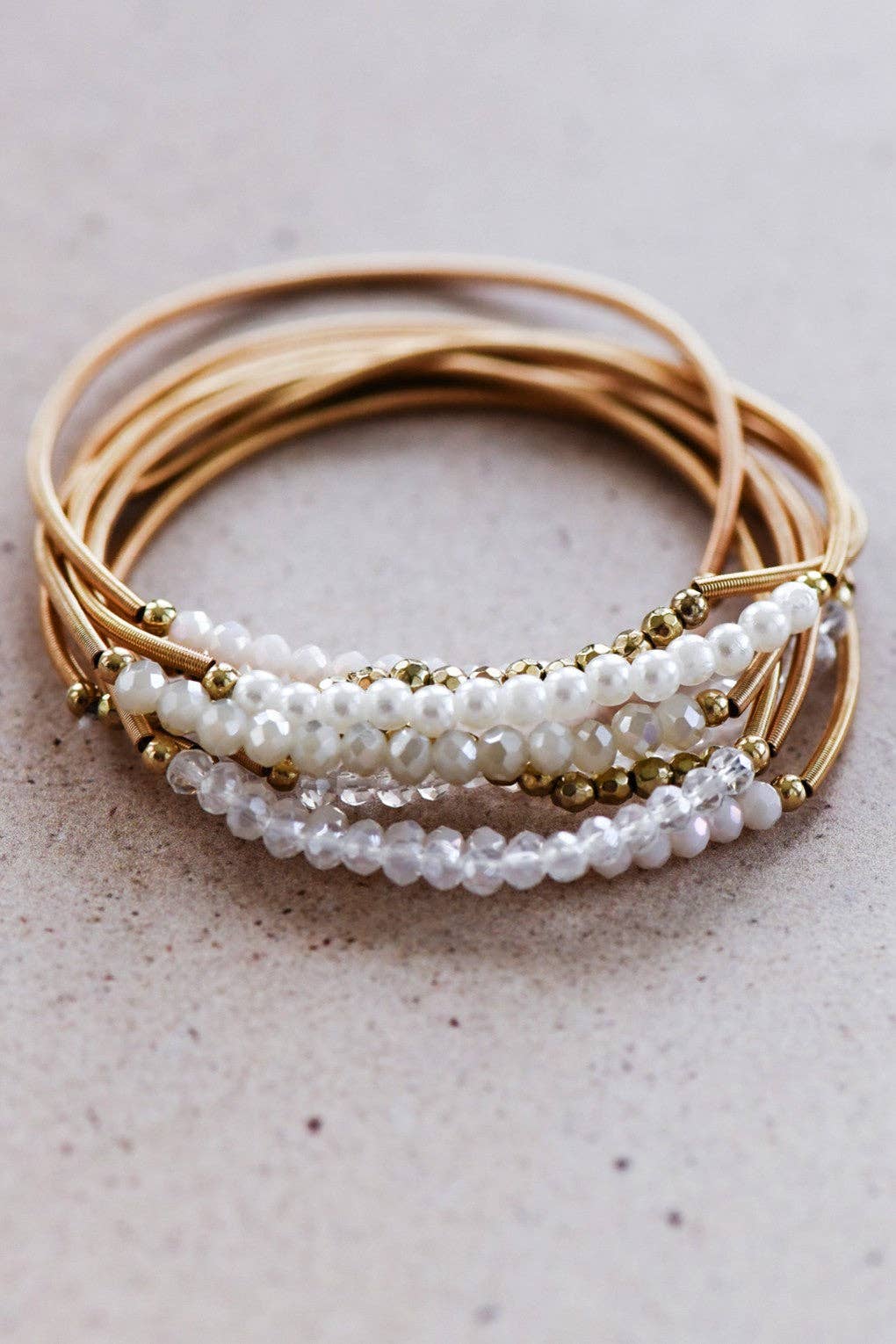 Boho Layered Spring Coil Guitar String Bracelet Set - 6961
