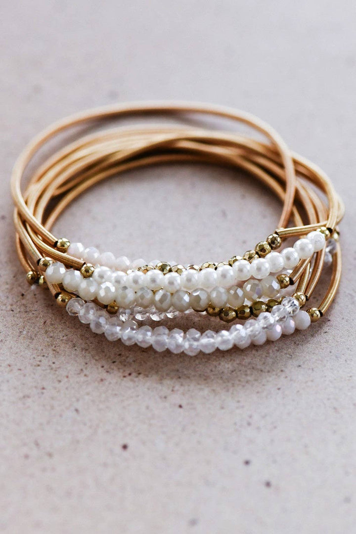 Boho Layered Spring Coil Guitar String Bracelet Set - 6961
