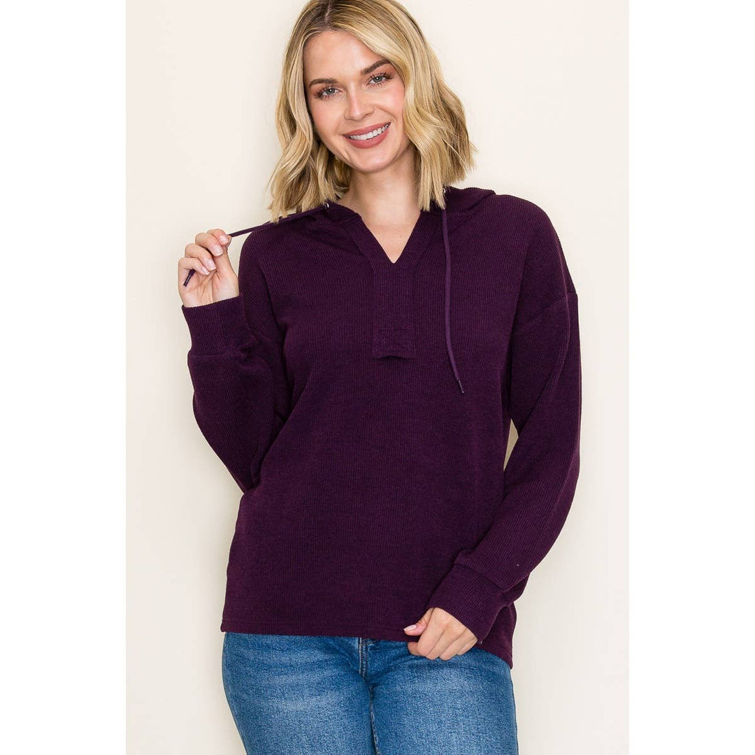 Black Solid Textured Hoodie