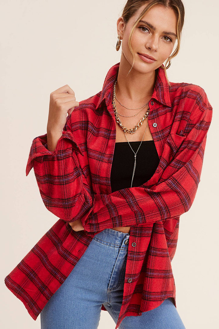 Dark Brown Plaid Flannel