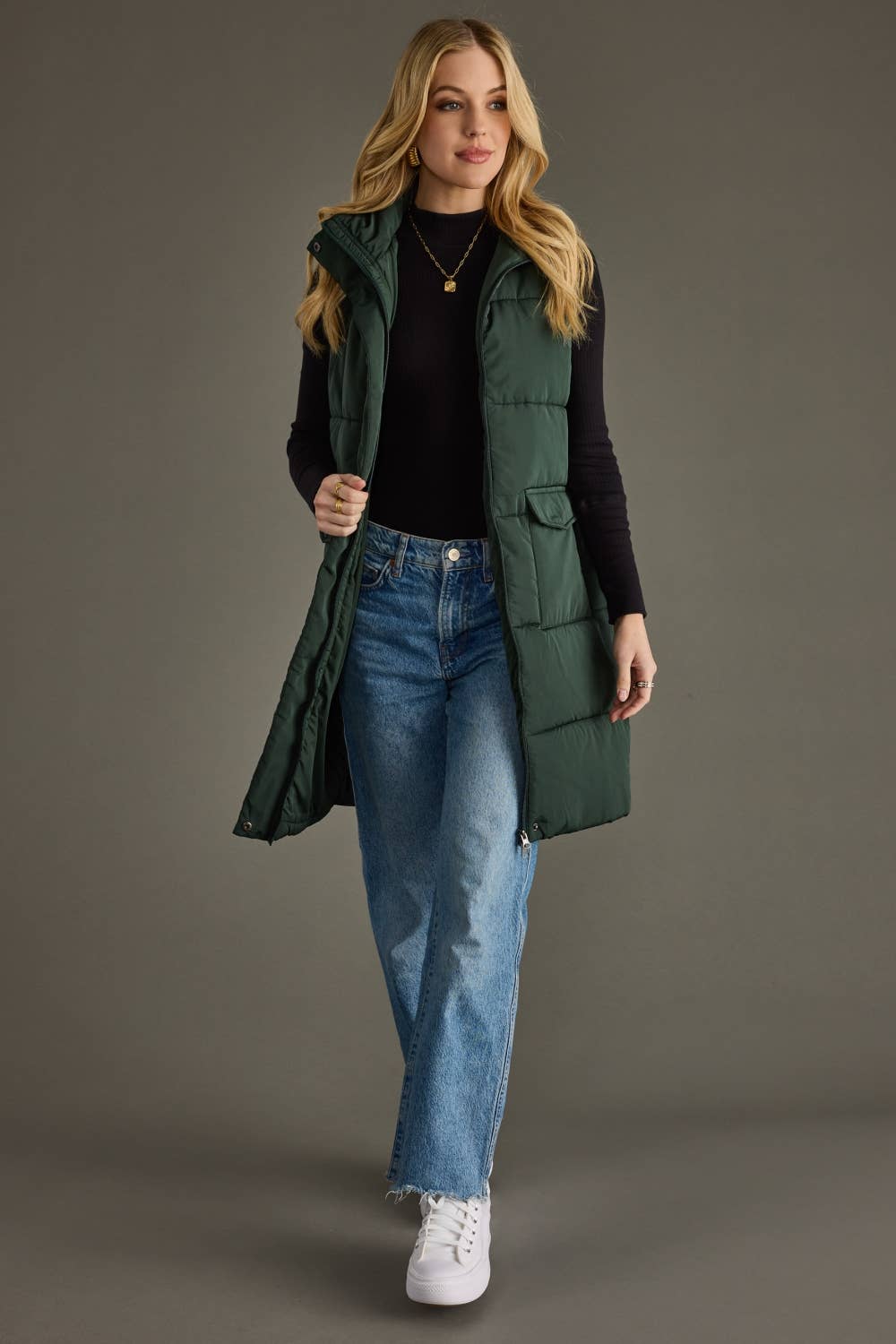 Dark Green Long Vest