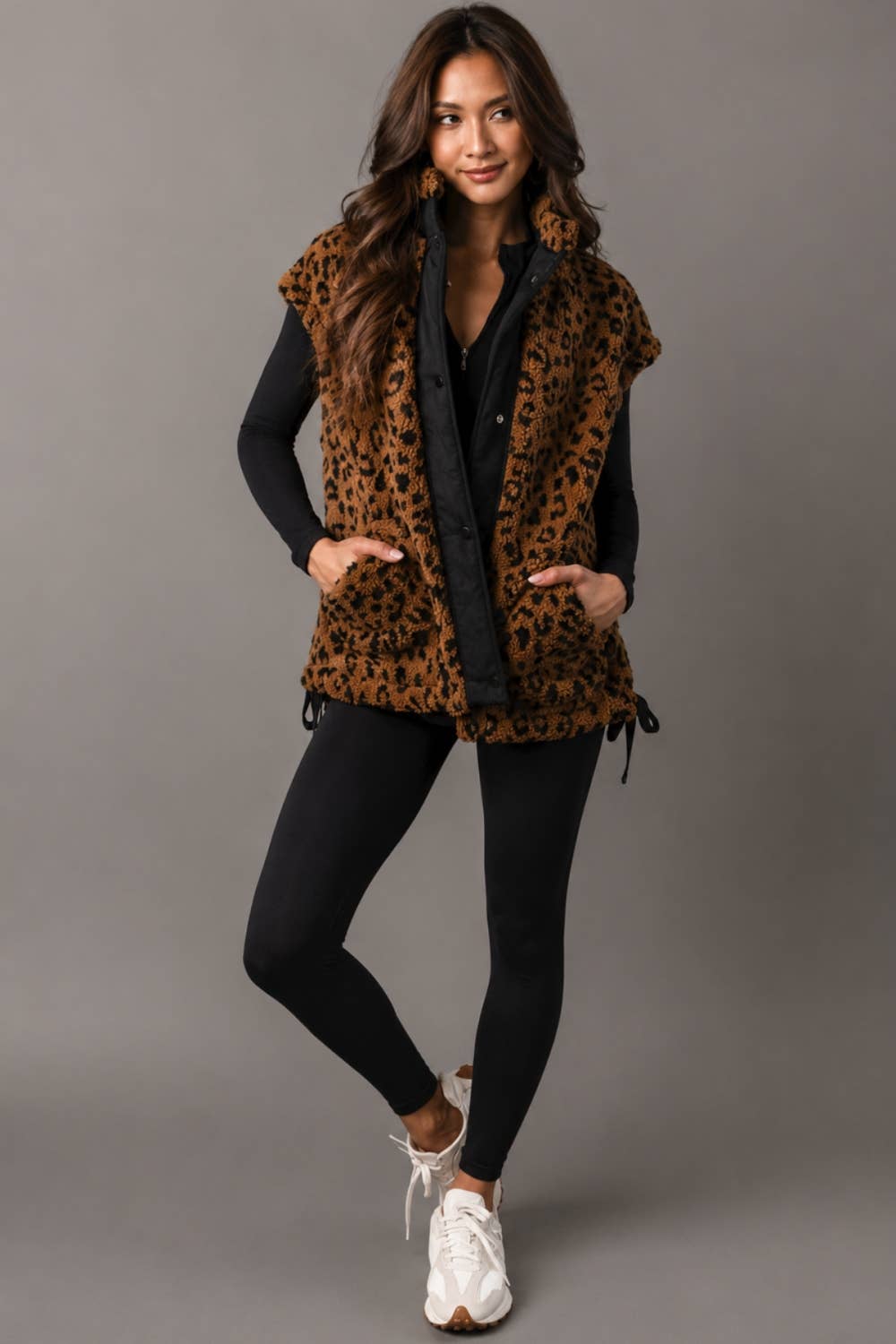 Brown & Black Leopard Fleece Vest
