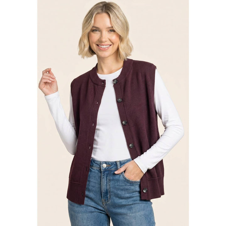 CREW NECK BUTTON DOWN SWEATER VEST