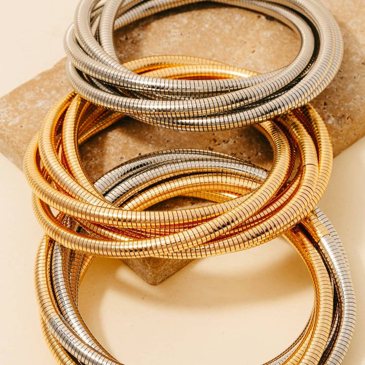 Knotted Elastic Coil Bracelet Set