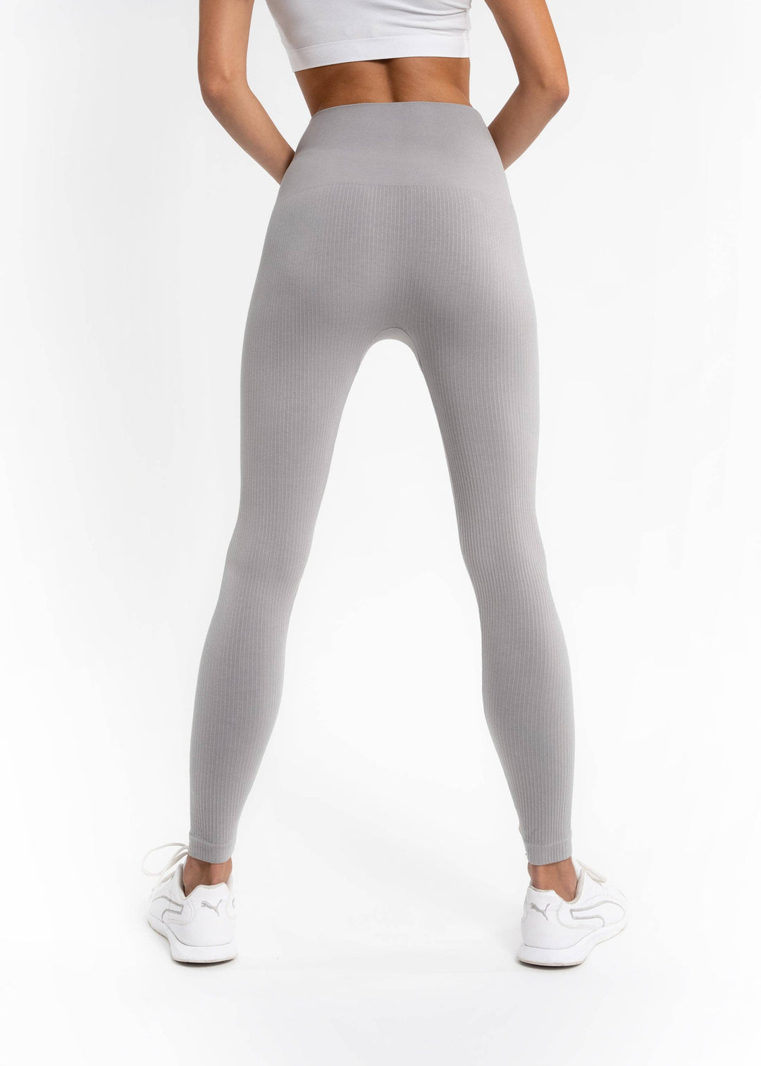 Ribbed High Waist Leggings: Steel Blue