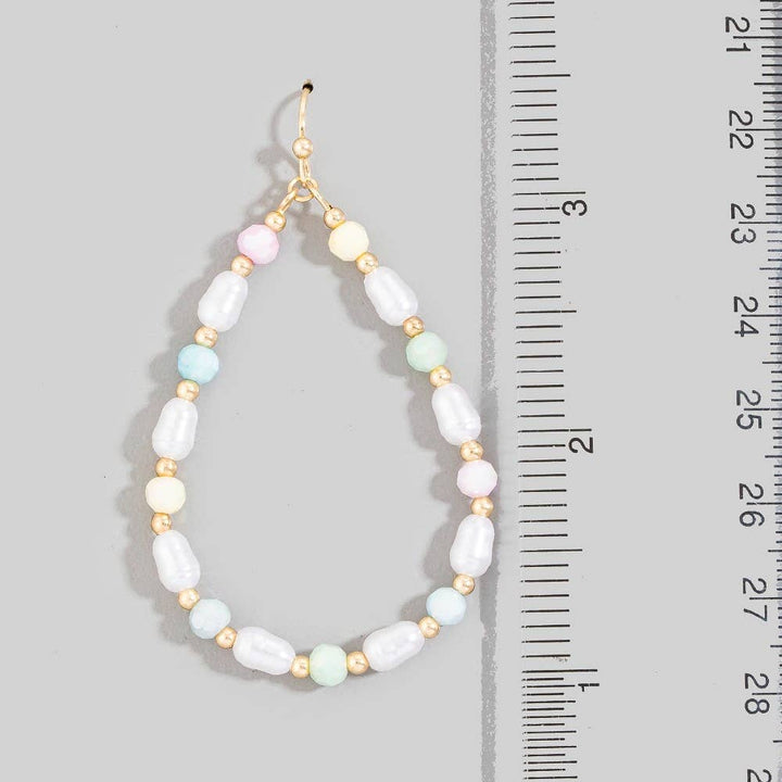 Pearl And Faceted Beaded Tear Dangle Earrings