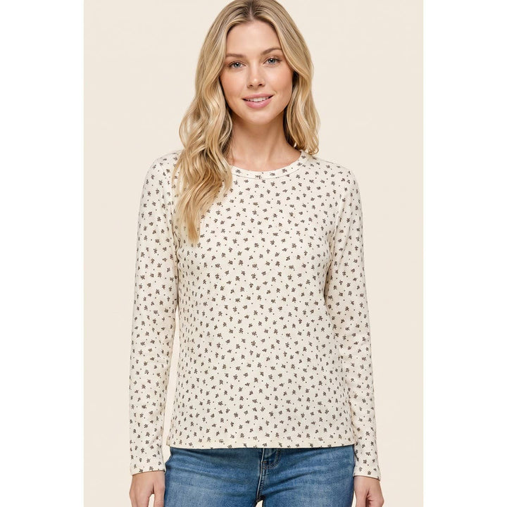 RIBBED DITZY FLORAL TOP