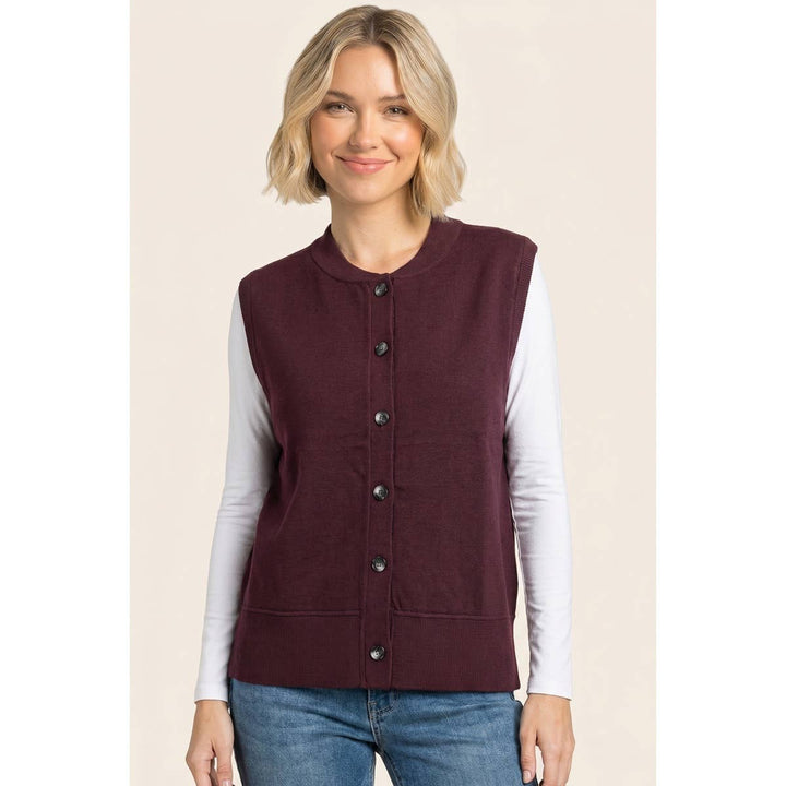 CREW NECK BUTTON DOWN SWEATER VEST