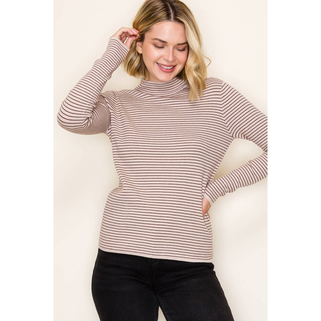 Mock Neck Pinstripe Sweater