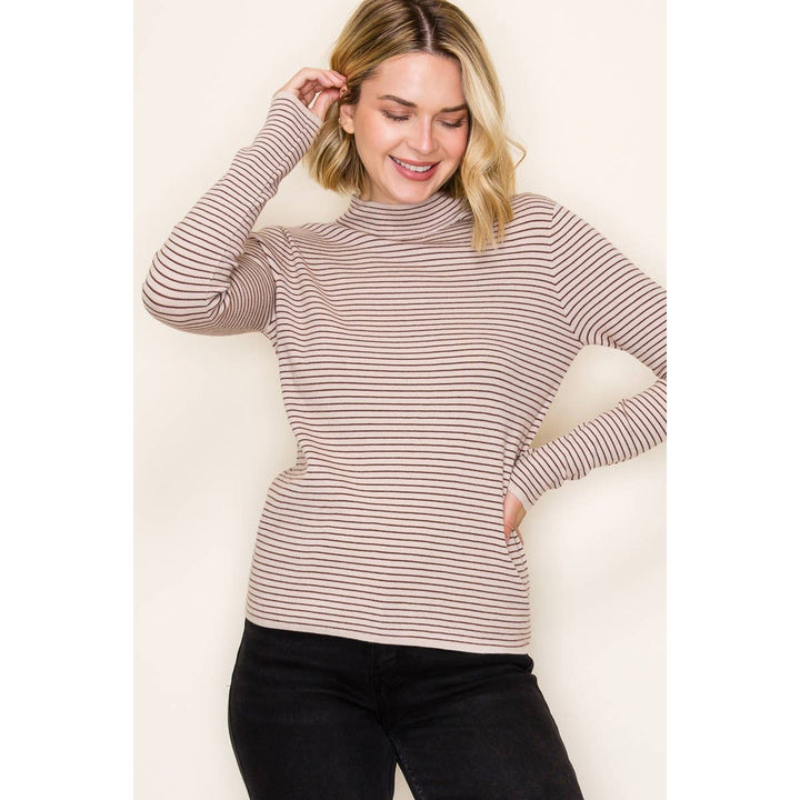 Mock Neck Pinstripe Sweater