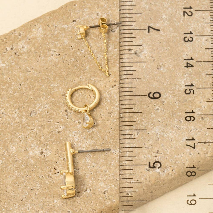 Gold Dipped Mixed Tear Drops Earrings Set