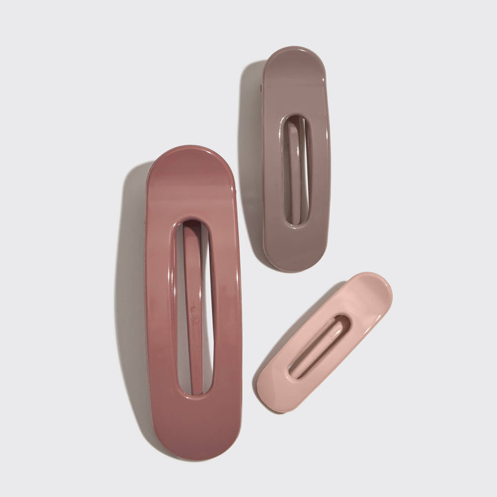 Flat Lay Claw Clip 3pc Flat - Terracotta