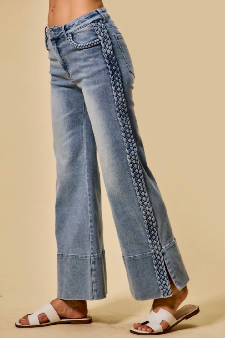 Braided Detail Flare Jeans