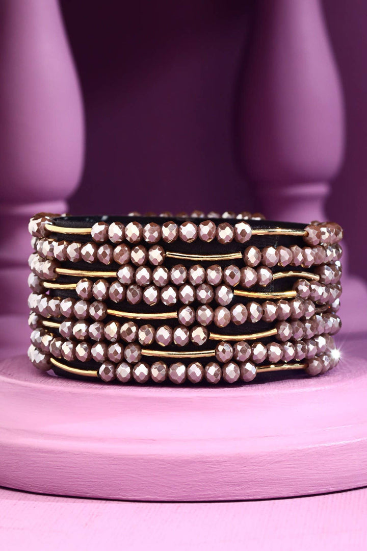 8 Layer Stackable Glass bead & Metal bracelet