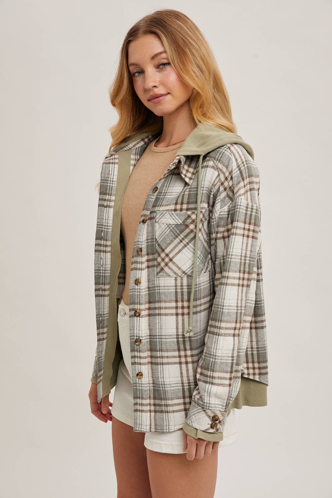 Bethany Hooded Plaid Jacket