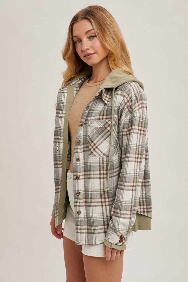 Bethany Hooded Plaid Jacket