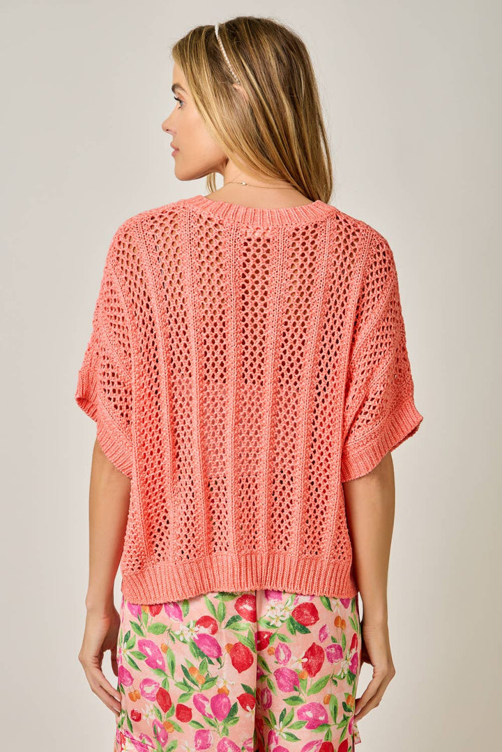 Crochet Short Sleeve Dolman Sweater