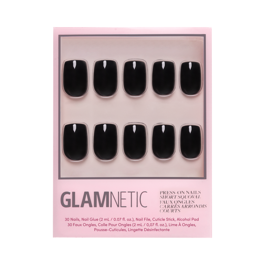Jet Black Press-On Nails | Short Squoval | Fall Halloween