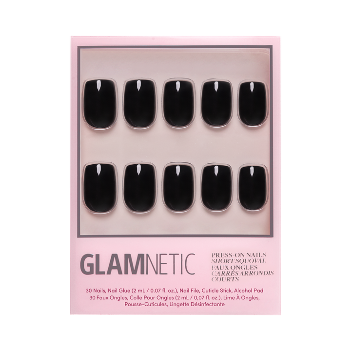 Jet Black Press-On Nails | Short Squoval | Fall Halloween