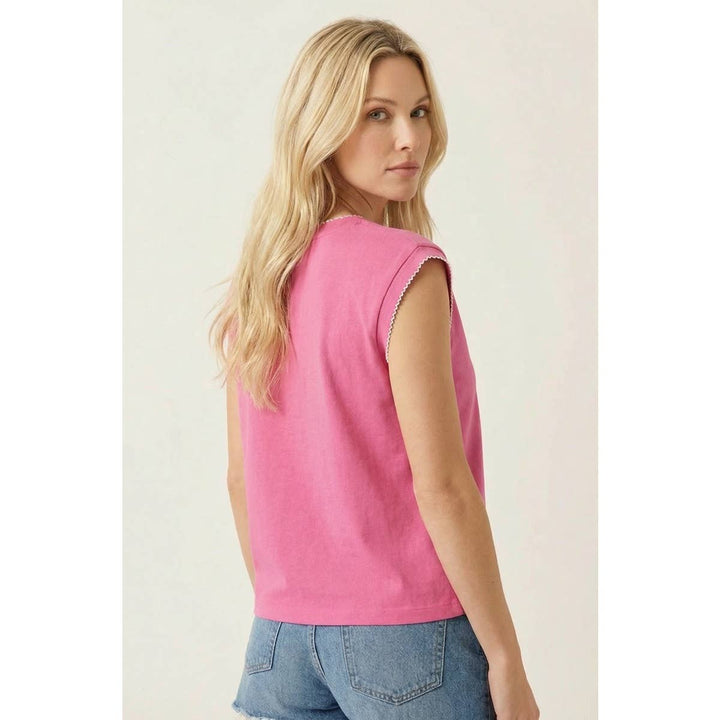 Lily Pico Stitch Split Neck Top
